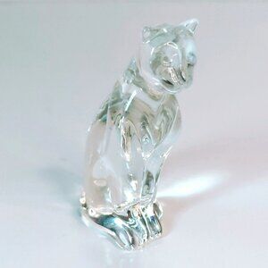 Franklin Mint Cubio Cabinet Cat Crystal Clear Figurine Collectible 1988